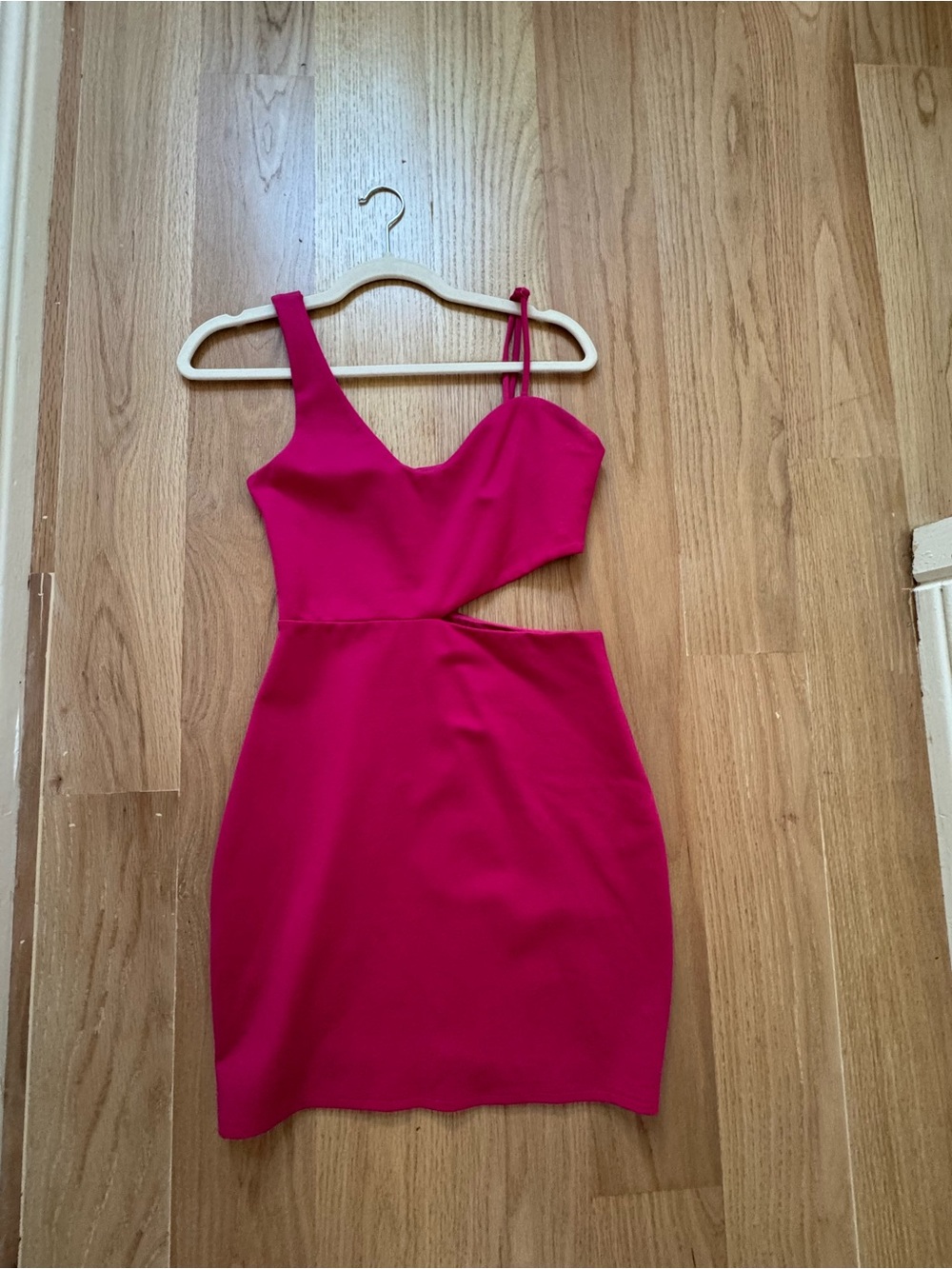 Women's Hot Pink Cutout Bodycon Mini Dress, Medium